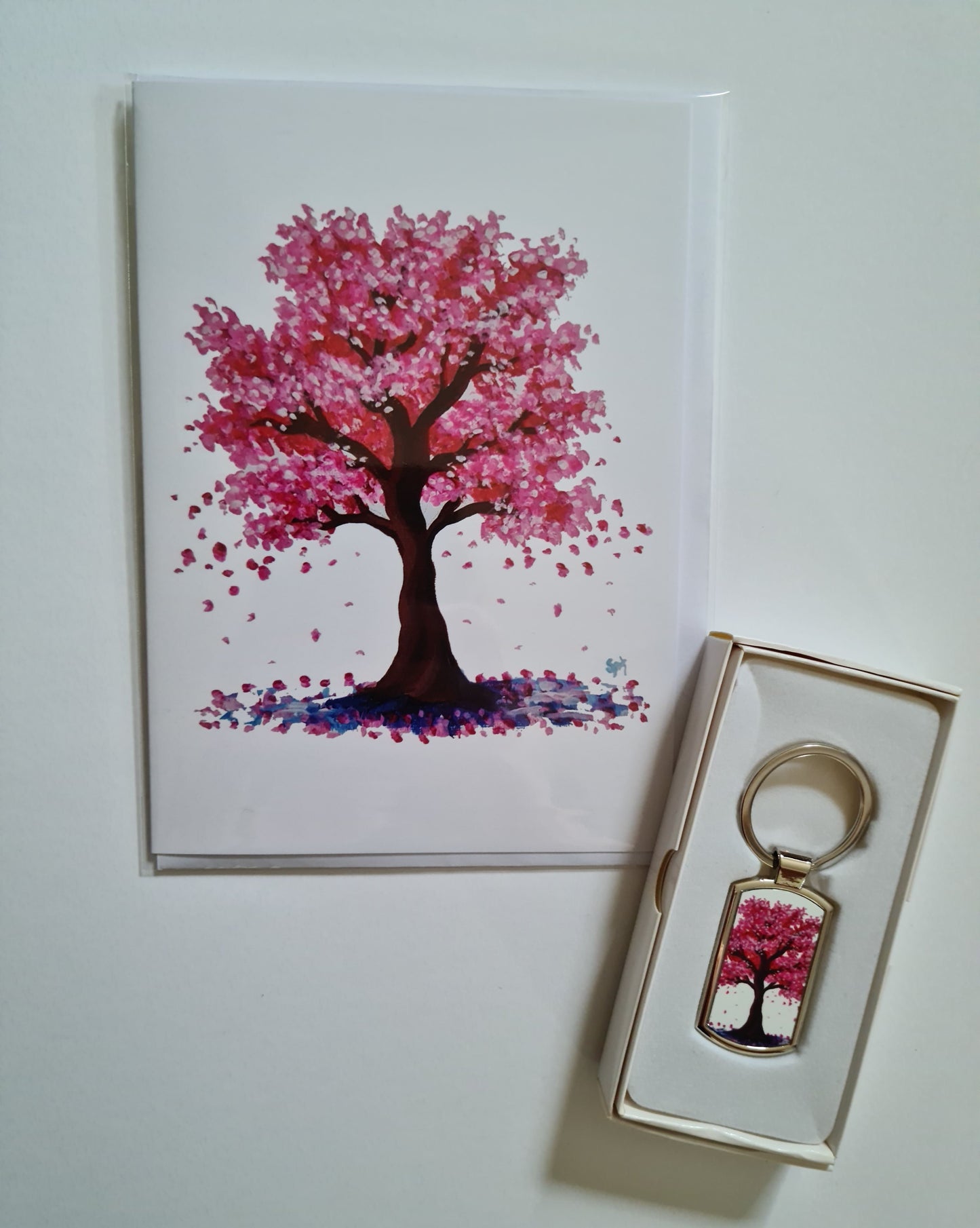 Cherry Blossom Keyring & Card Set