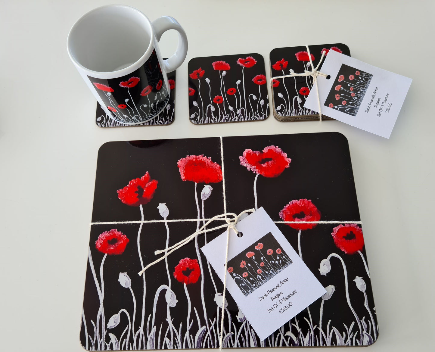 Poppies Set of 4 Placemats & 4 Coasters