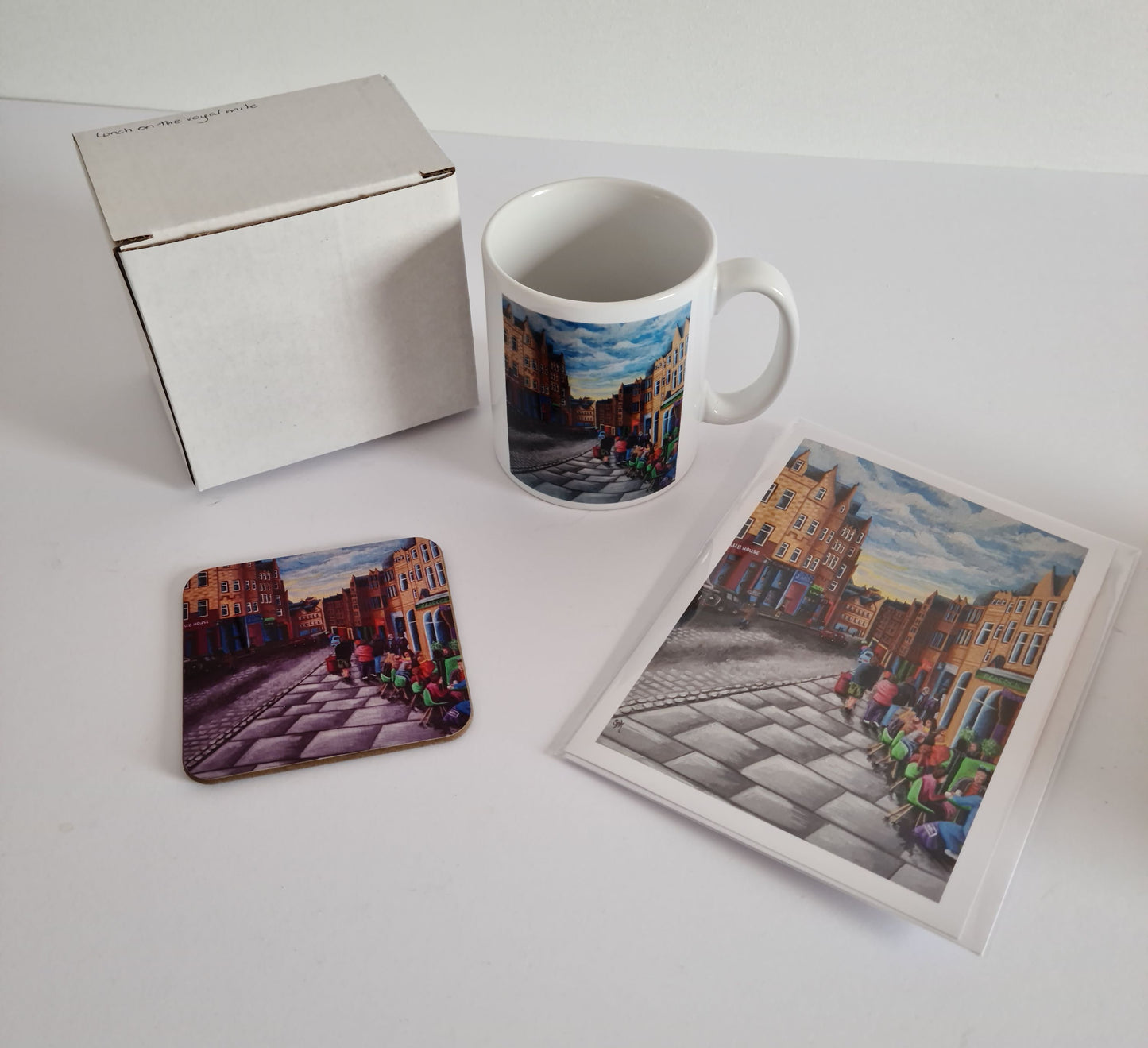 Lunch On The Royal Mile Mug, Coaster & Card Set